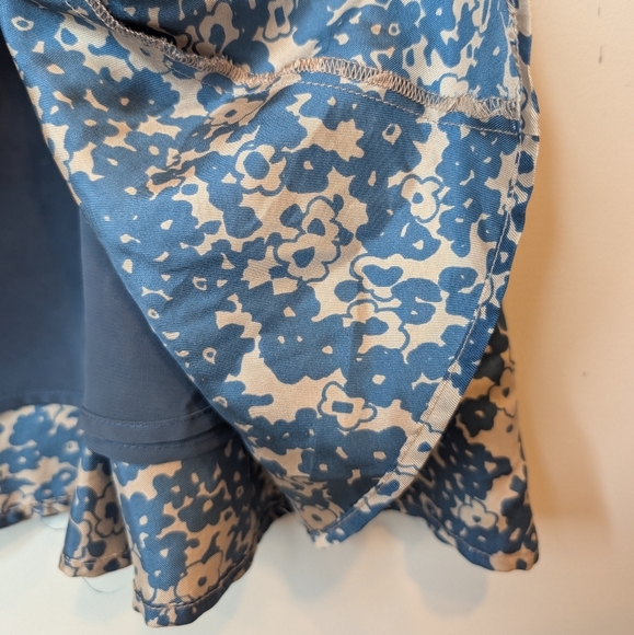 100% Silk Nougat London Blue Beige A Line Flowy Skirt Women's Large - Picture 5 of 10